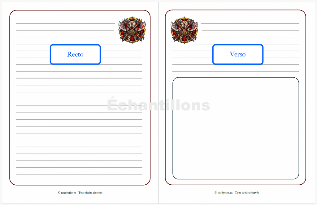 Feuilles de notes · Lot no.1