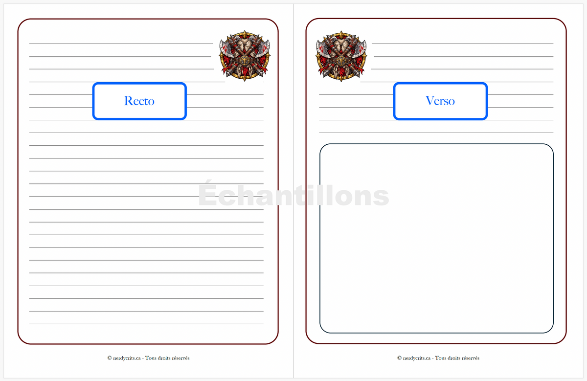 Feuilles de notes · Lot no.1
