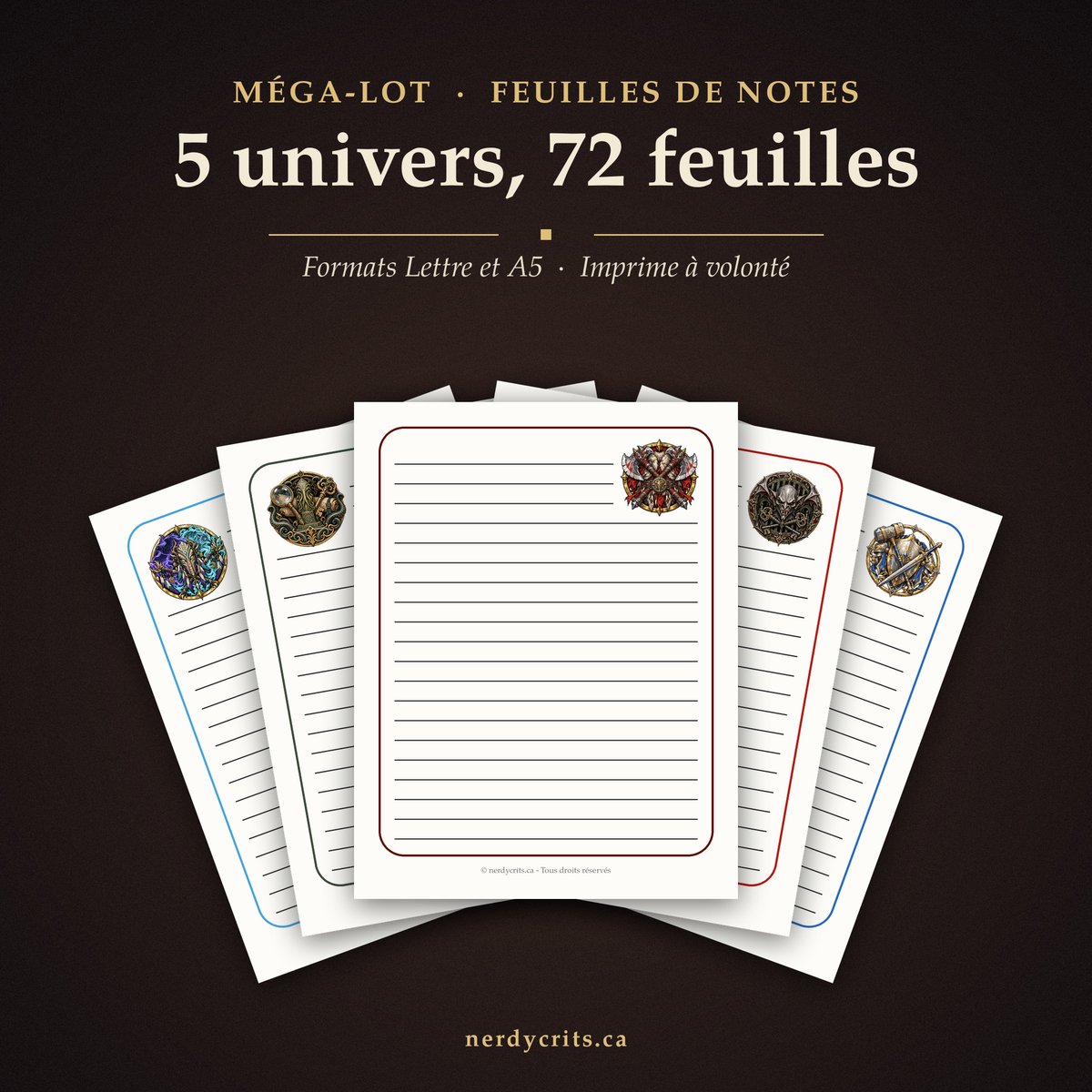 Méga-lot de feuilles de notes